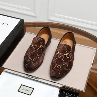 Gucci Horsebit 1955 বাদামী ভেলভেট GG Monogram লুফার্স