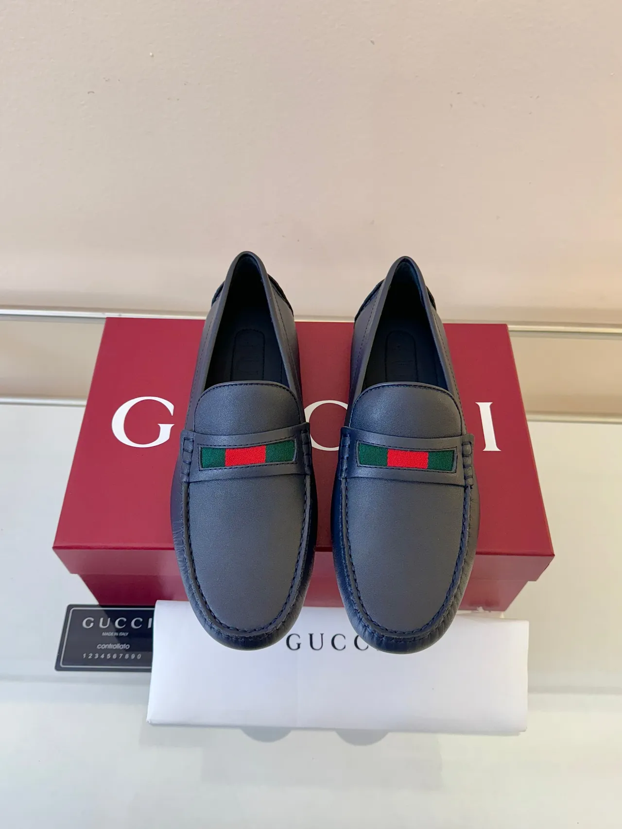 Gucci Horsebit 1955 أحذية ميزون جلدية أزرق بحري 6