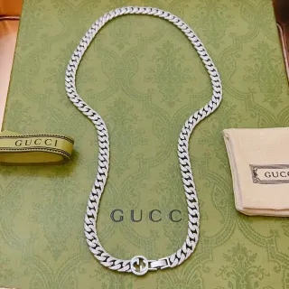 Gucci आइकन চেইन হার Pavé Silver-Tone Curb Link হার