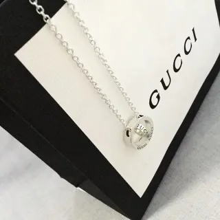 গুচ্চি ইন্টারলকিং ডাবল রিং Silver-Tone হার