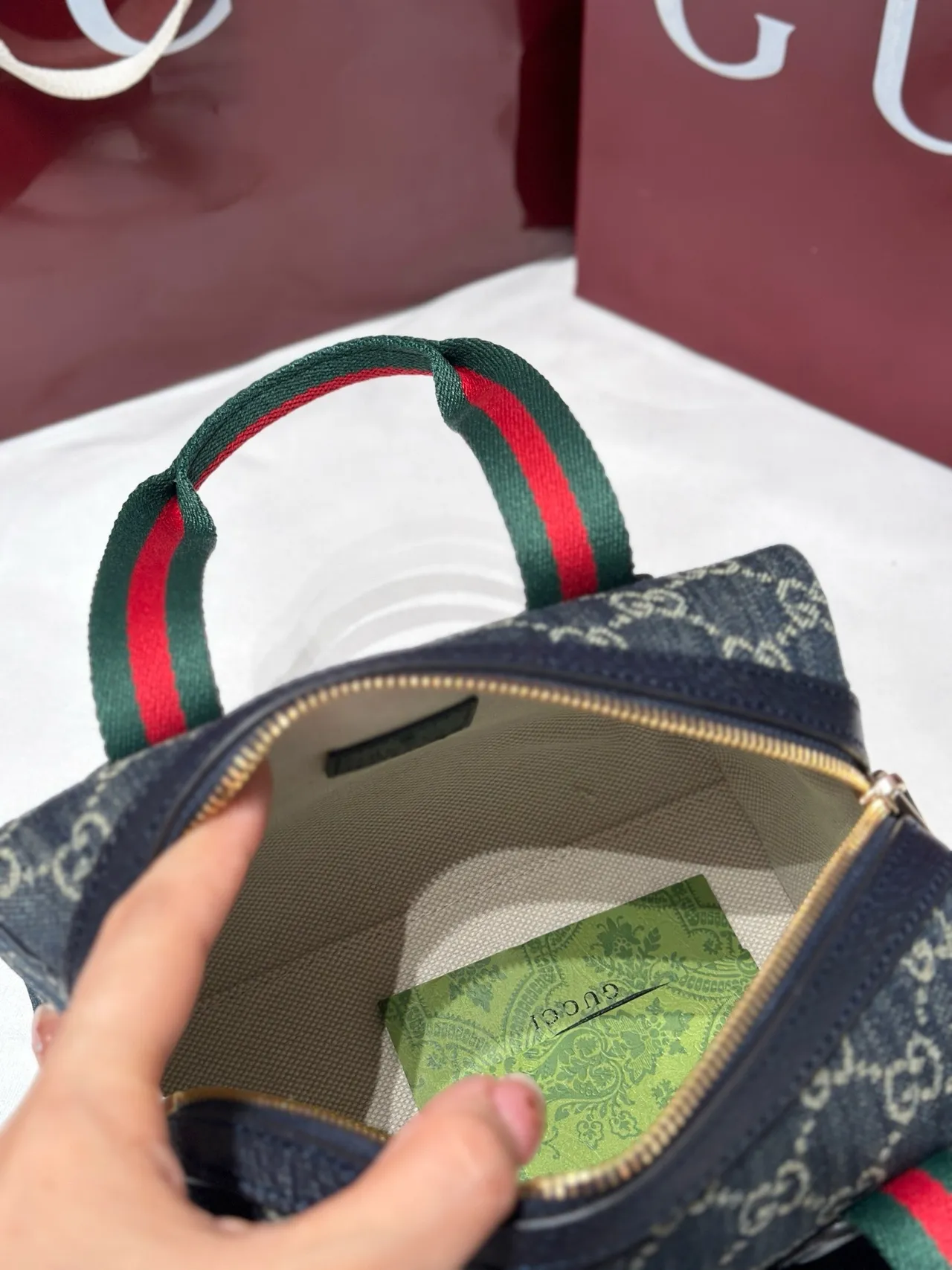 Gucci Monogram Canvas Web Stripe sac Boston 3