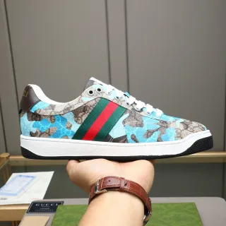 Gucci Multicolor GG Monogram Canvas Zapatillas Lifestyle Azul Camuflaje Superposición