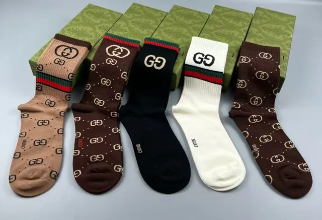Gucci multicolores GG Monogram tejido rayas rojo-verde web calcetines con puño 7