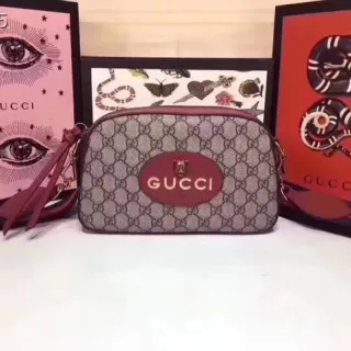 Gucci Ophidia بيج بوردو GG Supreme كانفاس جلد تزيين حقيبة كروس بودي