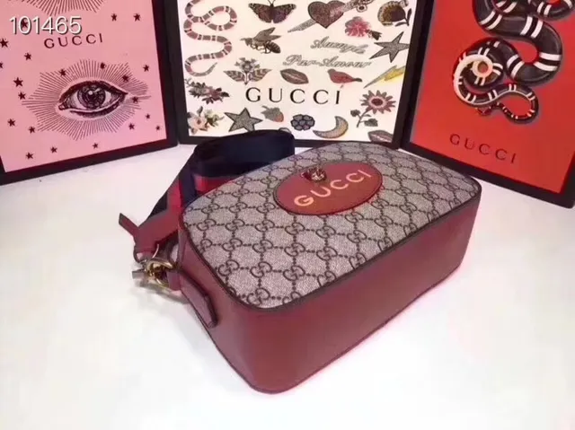 Gucci Ophidia বেইজ বার্গন্ডি GG Supreme ক্যানভাস চামড়া সজ্জা ক্রসবডি ব্যাগ 4
