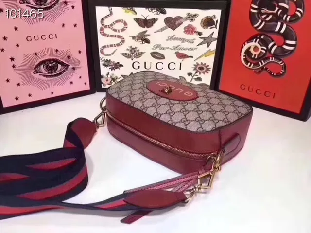 Gucci Ophidia বেইজ বার্গন্ডি GG Supreme ক্যানভাস চামড়া সজ্জা ক্রসবডি ব্যাগ 5