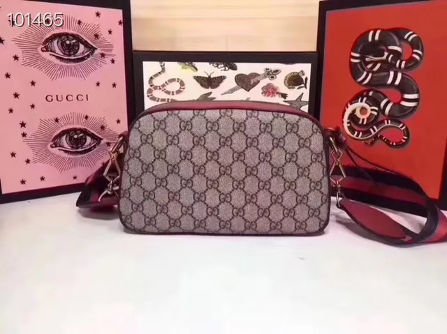 Gucci Ophidia বেইজ বার্গন্ডি GG Supreme ক্যানভাস চামড়া সজ্জা ক্রসবডি ব্যাগ 6