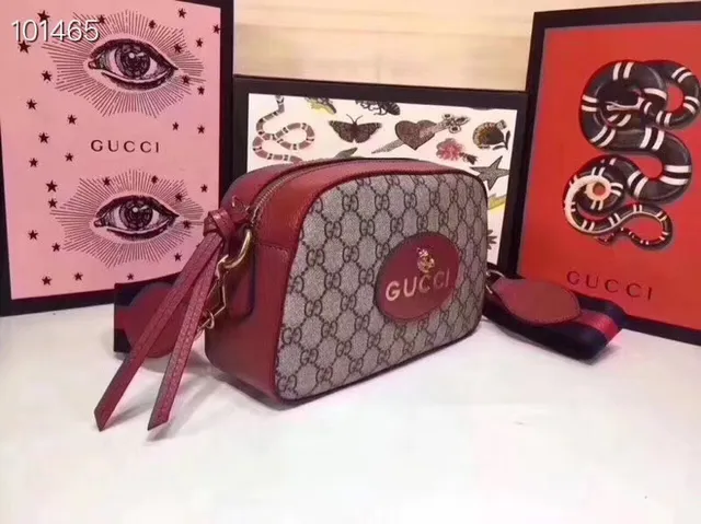 Gucci Ophidia বেইজ বার্গন্ডি GG Supreme ক্যানভাস চামড়া সজ্জা ক্রসবডি ব্যাগ 8
