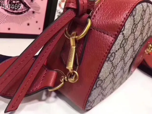 Gucci Ophidia বেইজ বার্গন্ডি GG Supreme ক্যানভাস চামড়া সজ্জা ক্রসবডি ব্যাগ 9