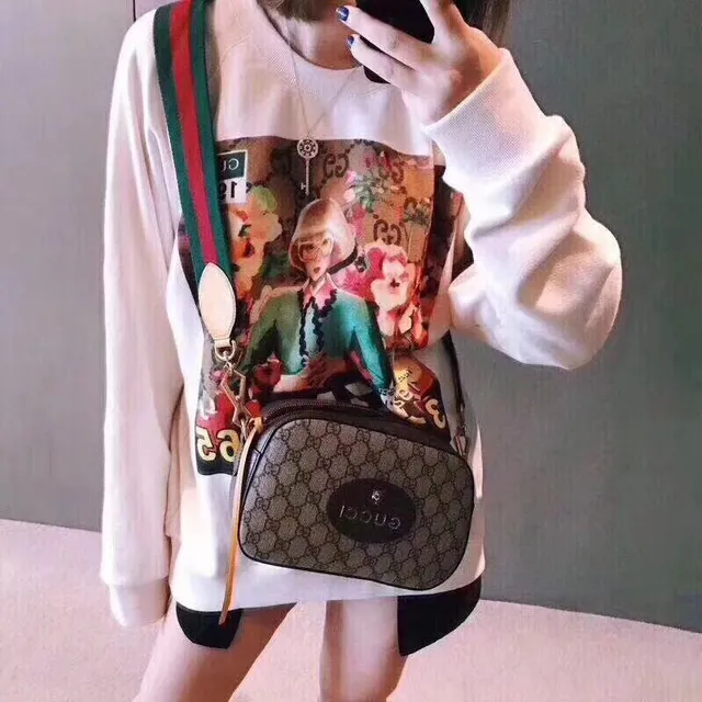 Gucci Ophidia বেইজ বার্গন্ডি GG Supreme ক্যানভাস চামড়া সজ্জা ক্রসবডি ব্যাগ 16