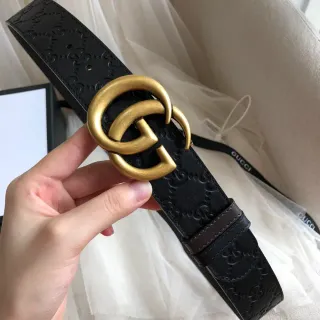 Gucci Ophidia Ceinture en cuir noire embossée GG