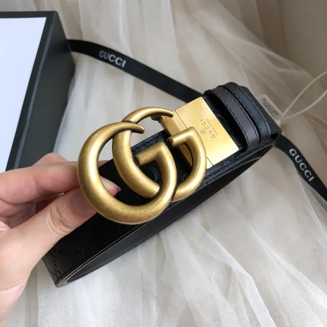 Gucci Ophidia 黑色压花 GG 皮革腰带 3