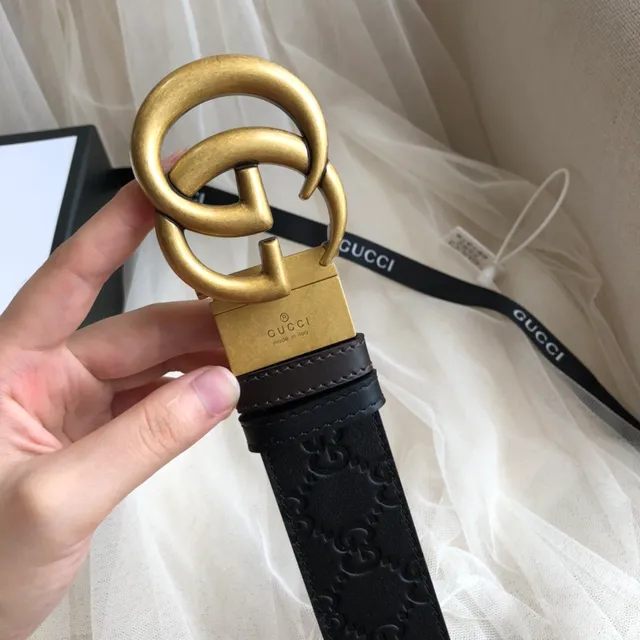 Gucci Ophidia 黑色压花 GG 皮革腰带 4