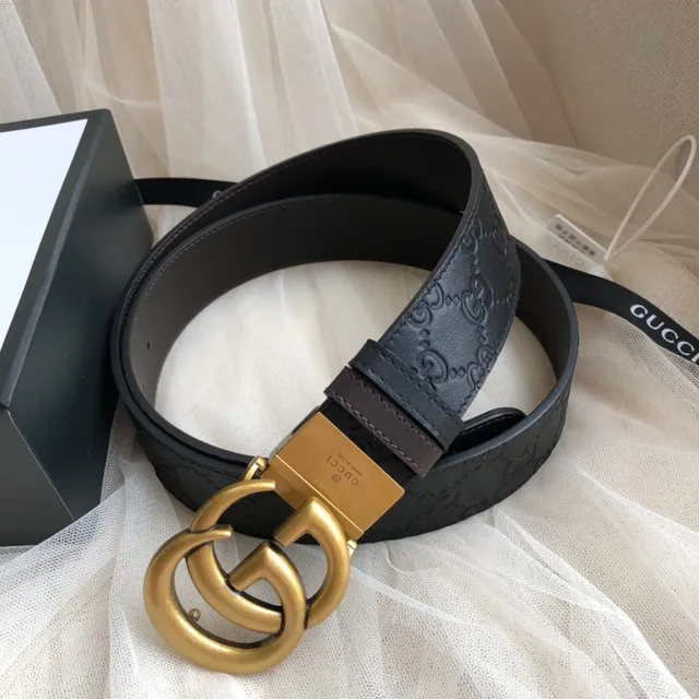Gucci Ophidia 黑色压花 GG 皮革腰带 5
