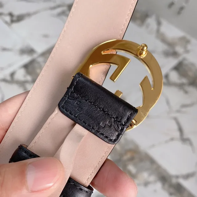 Gucci Ophidia Cinturón de cuero negro y oro con monograma GG embossado hebilla doble G 8