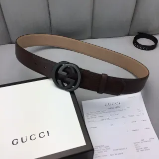 Gucci Ophidia Cinto de couro marrom GG-embossed