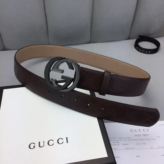 Ceinture en cuir Gucci Ophidia marron GG-embossé 2