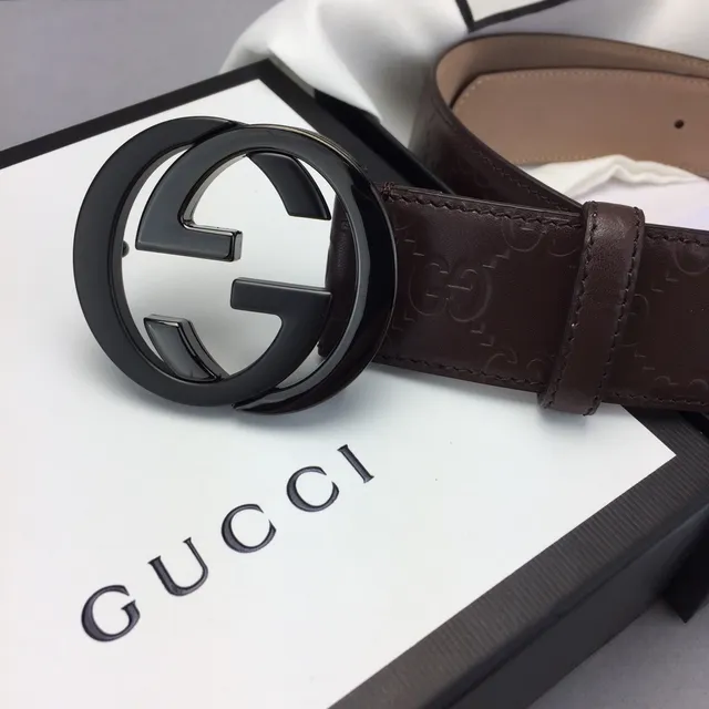 Ceinture en cuir Gucci Ophidia marron GG-embossé 3