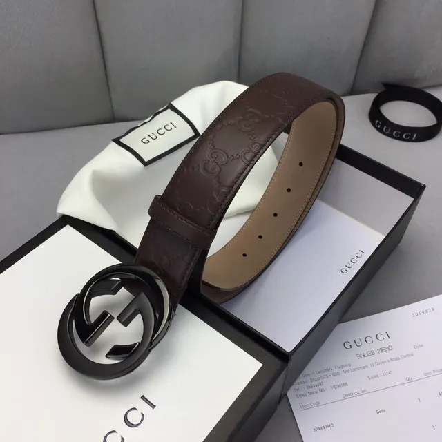 Ceinture en cuir Gucci Ophidia marron GG-embossé 4