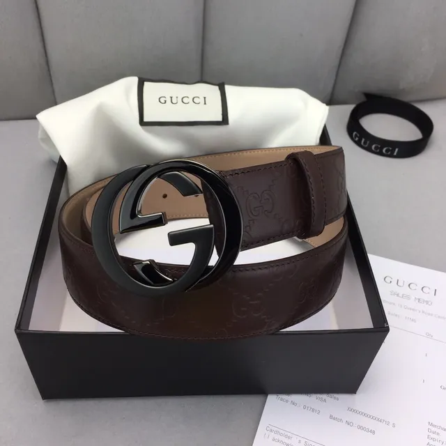 Ceinture en cuir Gucci Ophidia marron GG-embossé 5