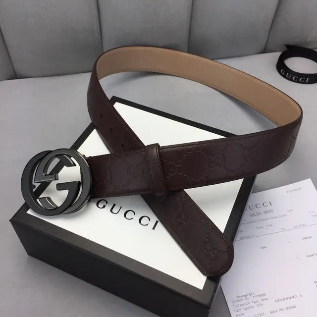 Ceinture en cuir Gucci Ophidia marron GG-embossé 6