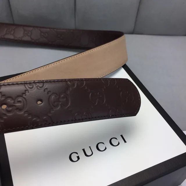 Ceinture en cuir Gucci Ophidia marron GG-embossé 7