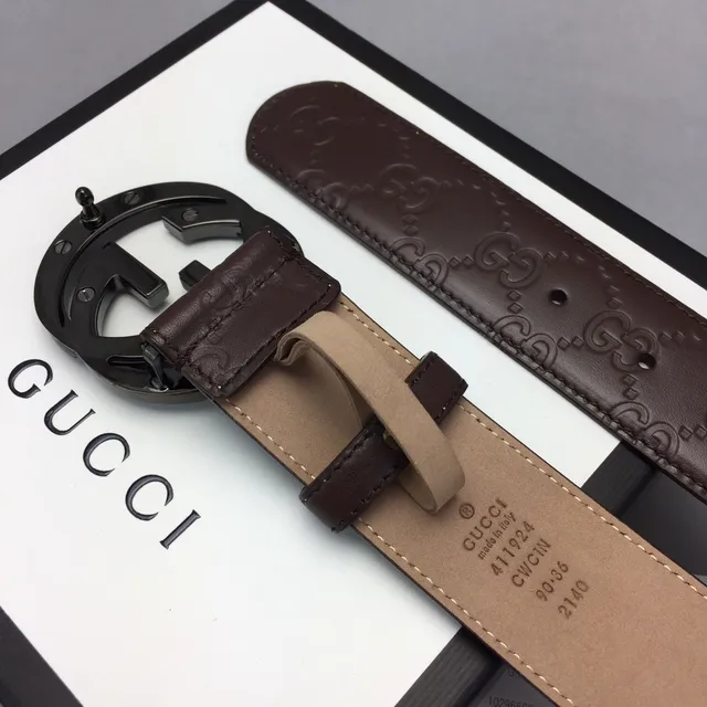 Ceinture en cuir Gucci Ophidia marron GG-embossé 8