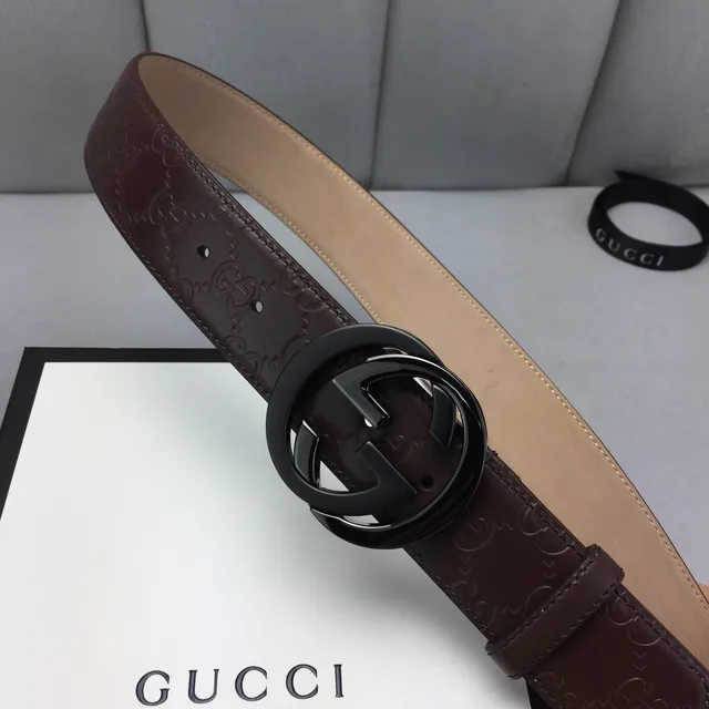 Ceinture en cuir Gucci Ophidia marron GG-embossé 9