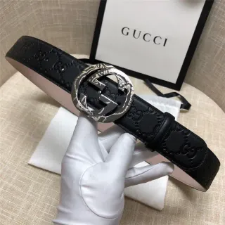 Gucci Ophidia Embossed GG Cinto de Couro Preto
