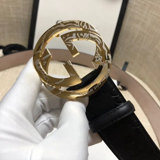 Gucci Ophidia Embossed GG Black Leather Belt 6