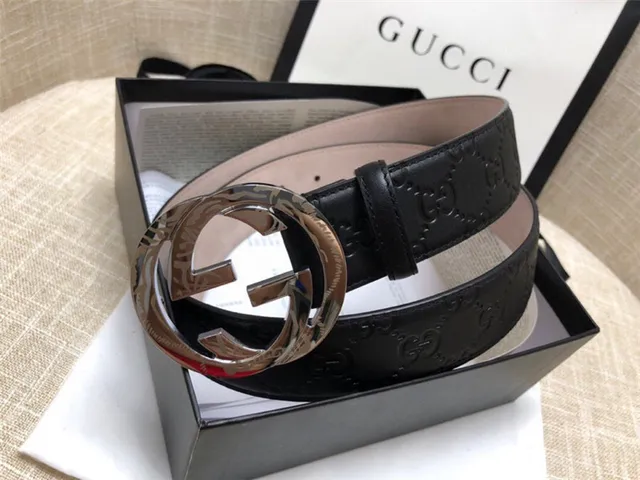 Gucci Ophidia Embossed GG Black Leather Belt 10