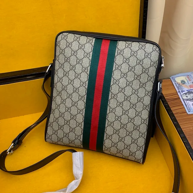 Gucci Ophidia GG Beige Noir Monogramme Toile Rayures de Maille Accent Sac Messager 9