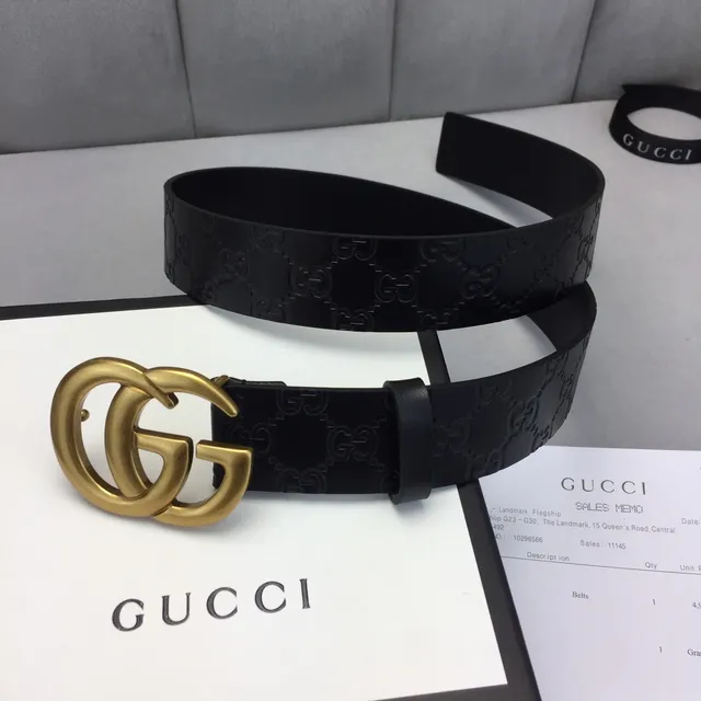 Gucci Ophidia Interlocking G إبزة ذهبية حزام جلد أسود 2