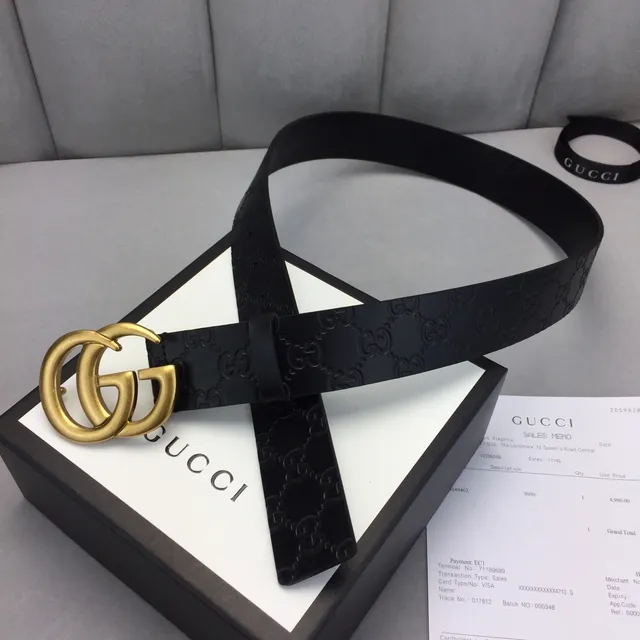 Gucci Ophidia Interlocking G إبزة ذهبية حزام جلد أسود 6