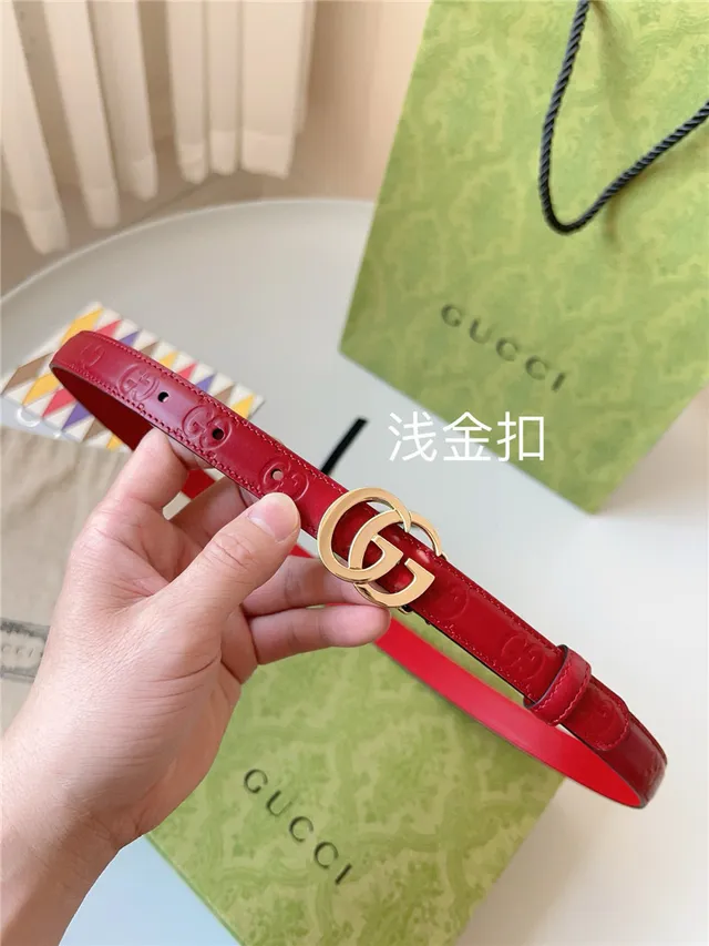 Gucci Ophidia Red Embossed GG Leather Belt 20