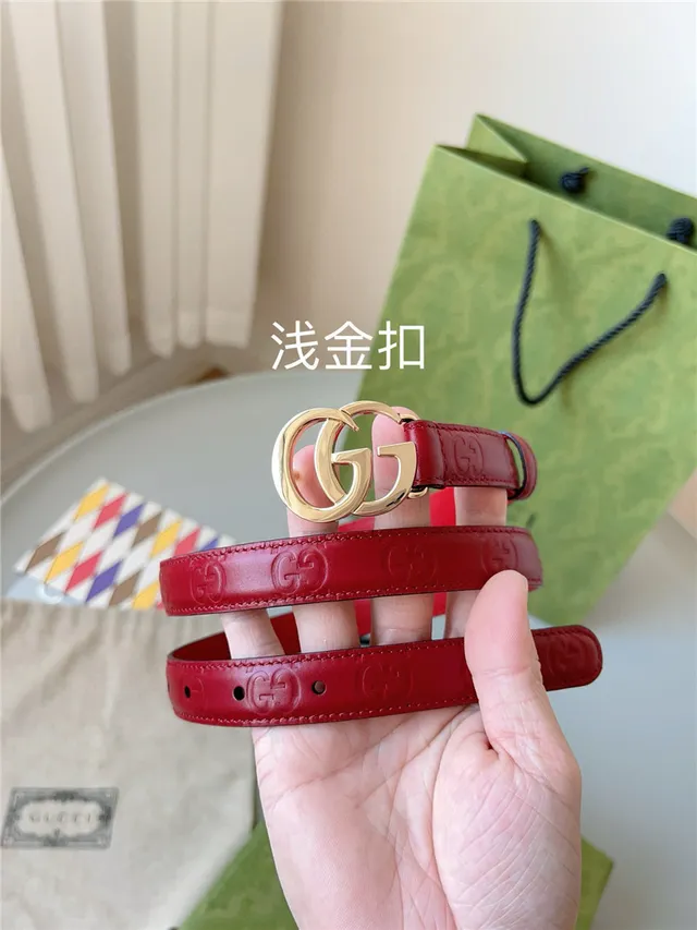 Gucci Ophidia Red Embossed GG Leather Belt 23