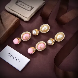 Gucci أقراط قطرة ذهب وردي لؤلؤ وريزين