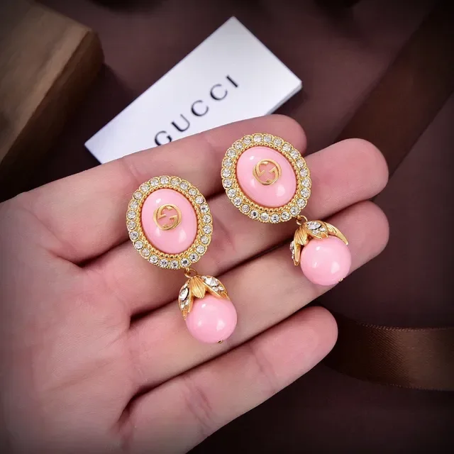 Gucci Pink Gold Pearl-and-Resin Drop Earrings 3