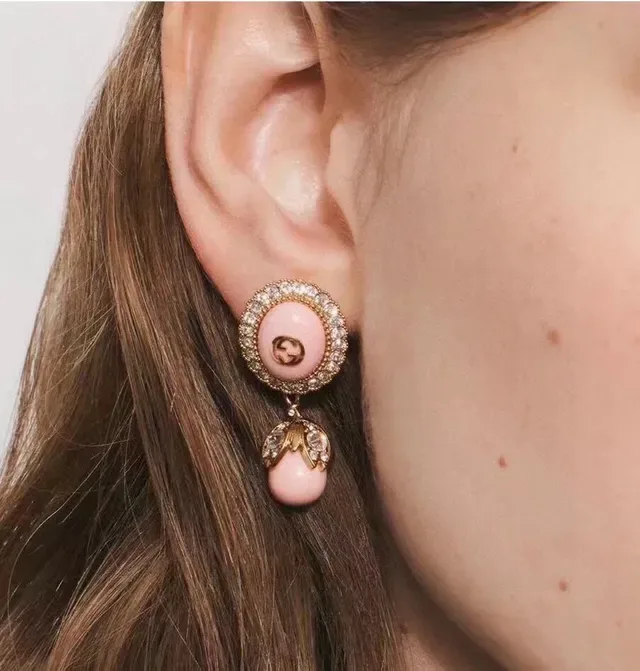 Gucci Pink Gold Pearl-and-Resin Drop Earrings 9