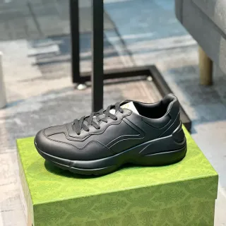 Gucci Rhyton Black Leather Chunky Sneakers
