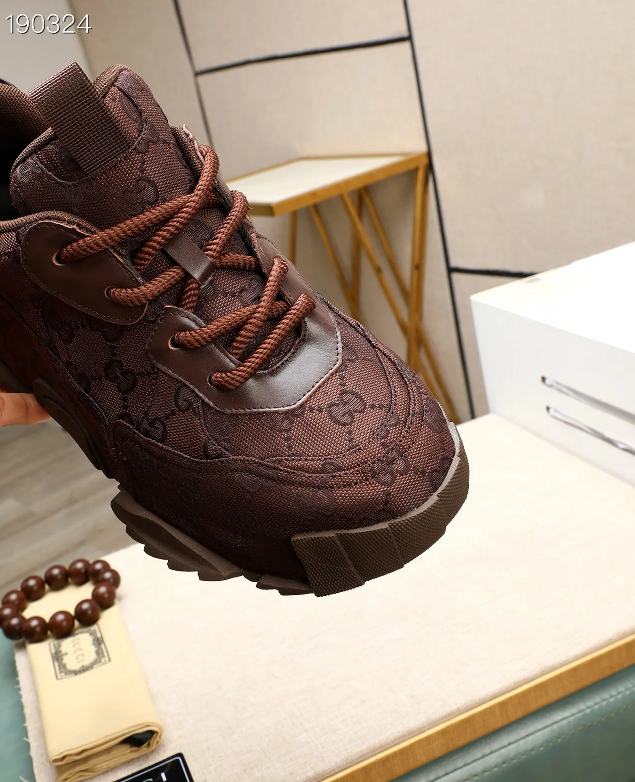 Gucci Rhyton Brown Monogrammed Chunky Sneakers 4
