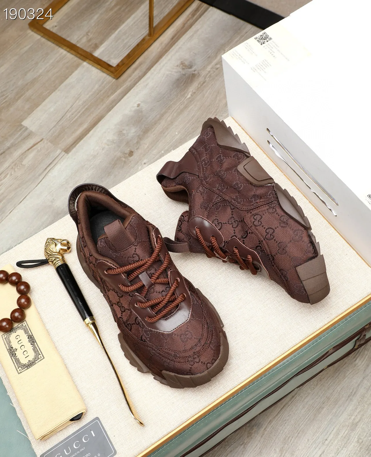 Gucci Rhyton Brown Monogrammed Chunky Sneakers 8