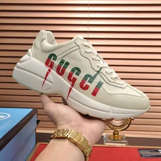 Gucci Screener Beige Rojo Suela chunky Superior de cuero Sneakers lifestyle