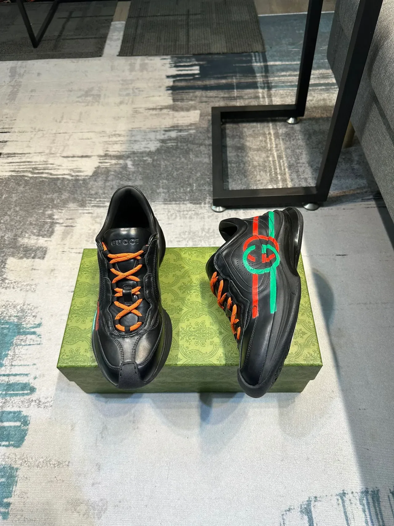 Gucci Screener Noir Orange Rouge Vert Sneakers Lifestyle 4