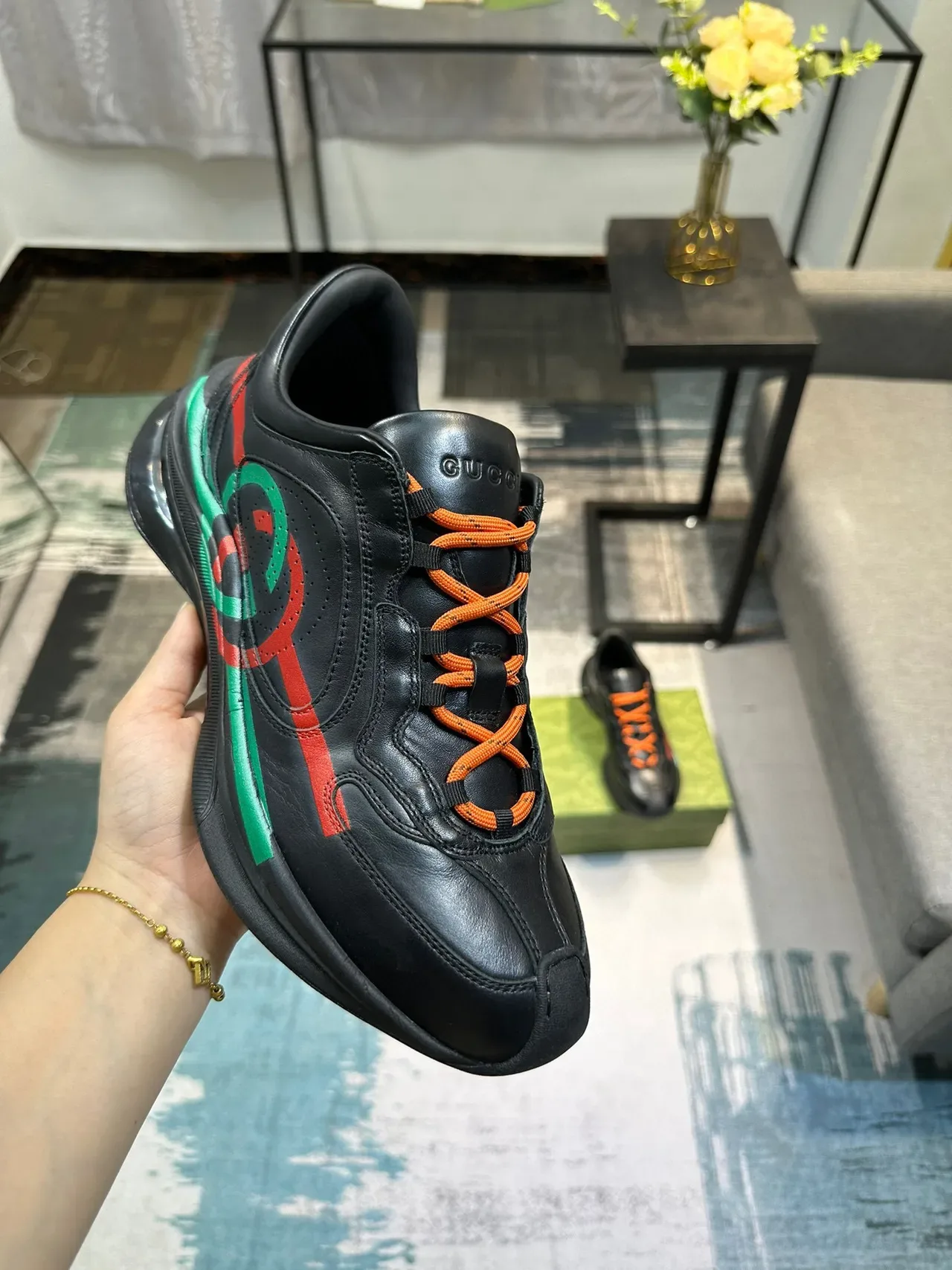 Gucci Screener Noir Orange Rouge Vert Sneakers Lifestyle 6
