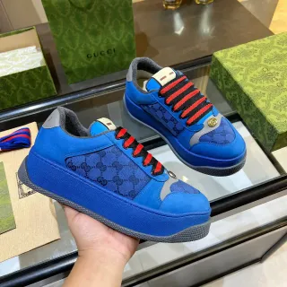 Gucci Screener 蓝色 GG Monogram 平台生活方式运动鞋