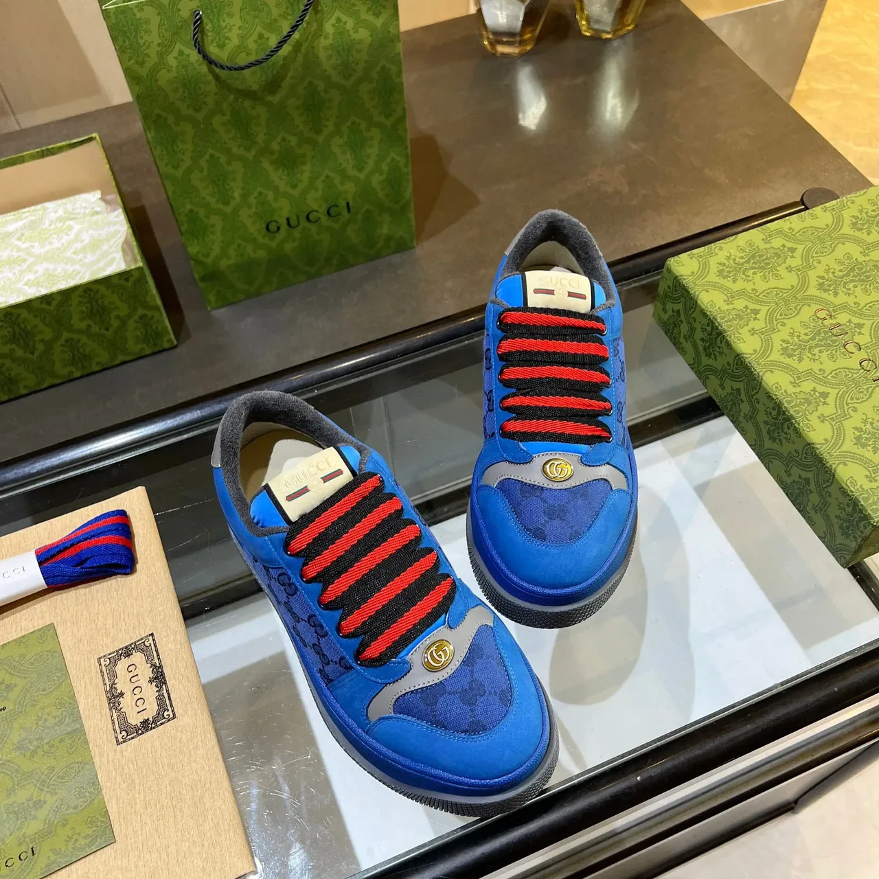 Gucci Screener Bleu GG Monogram Sneakers Plateforme Lifestyle 4