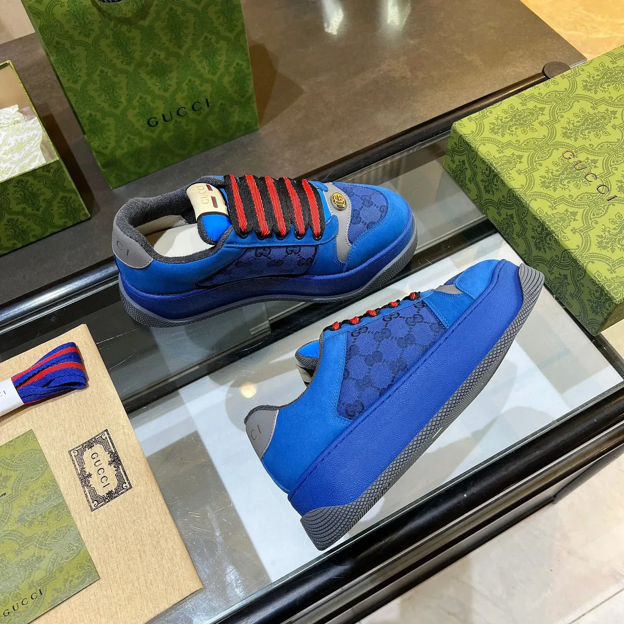 Gucci Screener Bleu GG Monogram Sneakers Plateforme Lifestyle 9