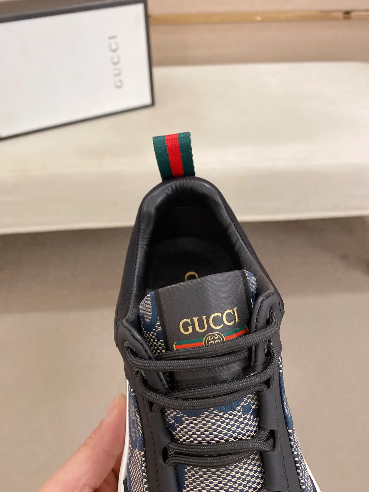 Gucci Screener GG Monogram Black and Blue sneakers lifestyle 6