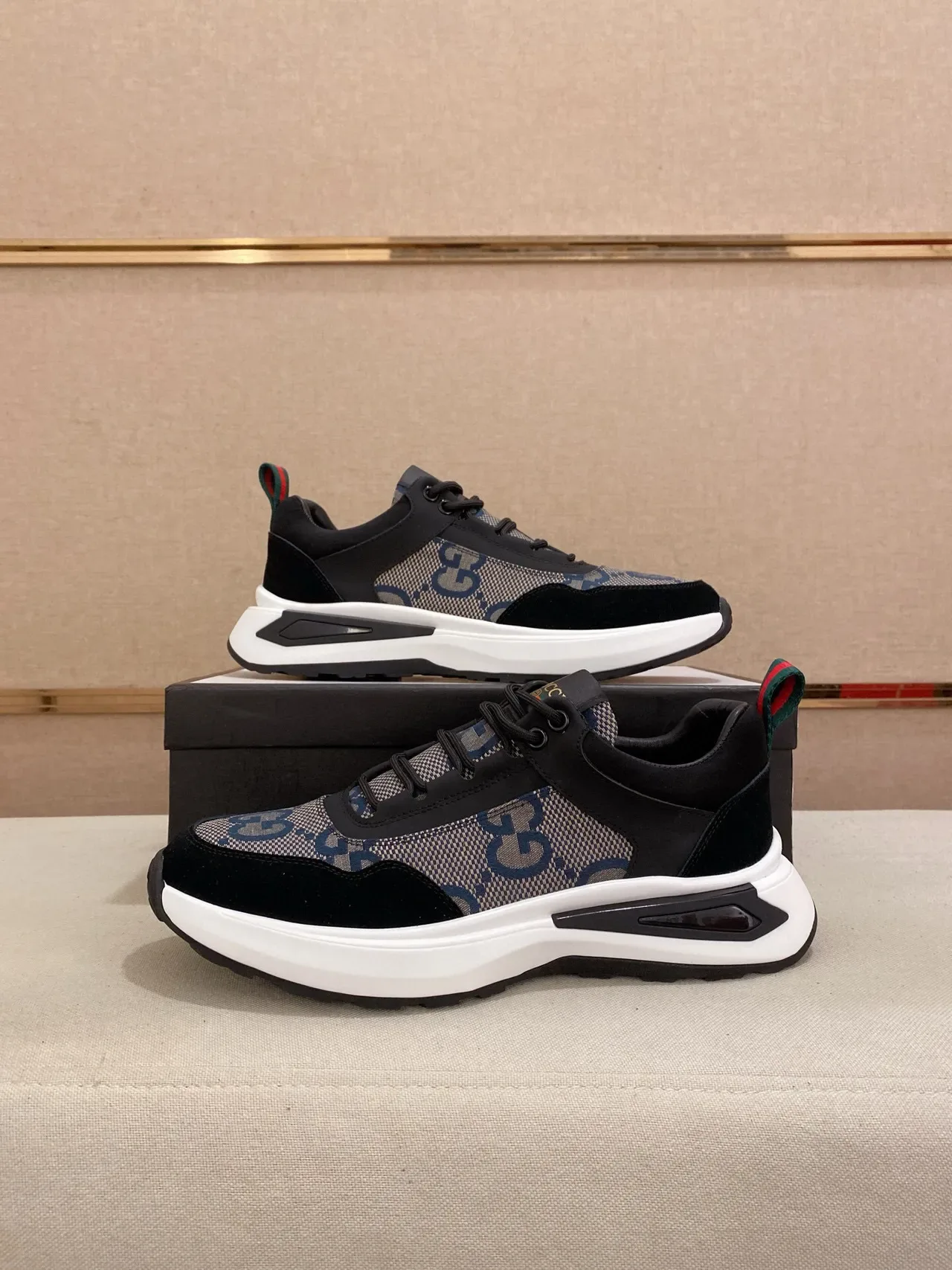 Gucci Screener GG Monogram Black and Blue sneakers lifestyle 7